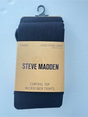 Steve Madden Black Men's Control Top Microfiber Tights - 2 Pack